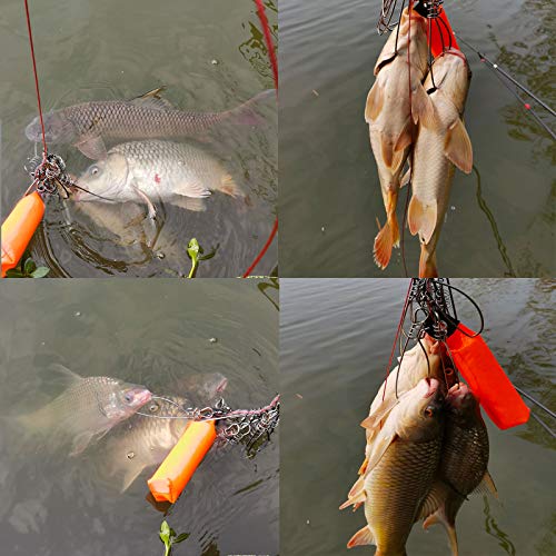 Fish Stringer, Fishing Stringer Clip Live Fish Lock, with High Strength Snaps/Buckles, Big Fish Wire Rope Cable Fishing Holder Kit with Float and Plastic Handle - style: 5M-5buckles