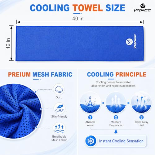 YQXCC 4 Pack Cooling Towels 40"x12", Cool Ice Towels for Neck & Face | Cooling Neck Wraps, Soft Breathable Microfiber Chilly Towels, Ideal for Gym, Yoga, Golf, Running, Camping & Hot Weather - color: Dark Blue, Light Blue, Dark Gray, Light Gray