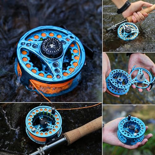 Sougayilang Fly Fishing Reel, Die Cast Aluminum Fly Reel, 5/6, 7/8, Weight Saltwater Fly Reels, 5/6, 7/8, Weight Saltwater Fly Reels - color: Turquoisee, size: 7/8wt