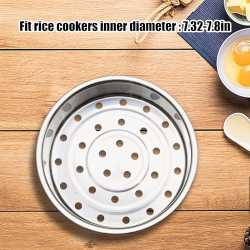 2Pcs Stainless Steel Metal Basket Round Steam Holder Tray Rack Stand Food Grade Steamer Steam Basket for Rice Cooker Warmer Kitchen Cookware for Vegetable, Fish, Meat (2 Sizes)