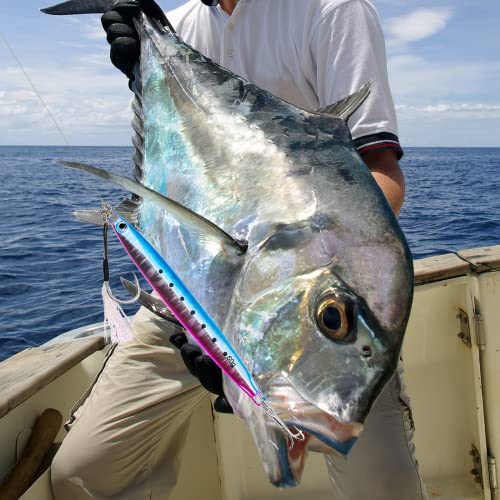 Fishing Jigs Vertical Saltwater Jigs Vertical Jigging Spoon Fishing Tuna Lures Boat Fishing Artificial Lures for Tuna, Grouper, Dogtooth, Snapper, Bass, Salmon/60g, 80g,120g - color: 5pcs(60g)-multicoloured