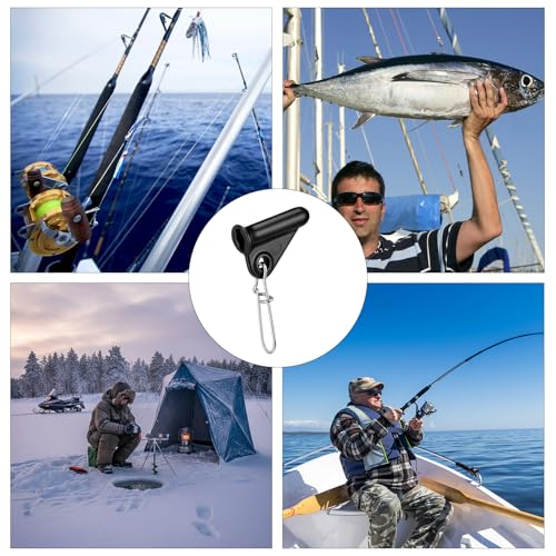 8 Pcs Fishing Line Sinker Sliders with Slide Lock Rotating Swivel Fishing Sinker Weight Slide Sleeve Locking Clips Swivel for Freshwater Saltwater Rig Catfish Rig Black