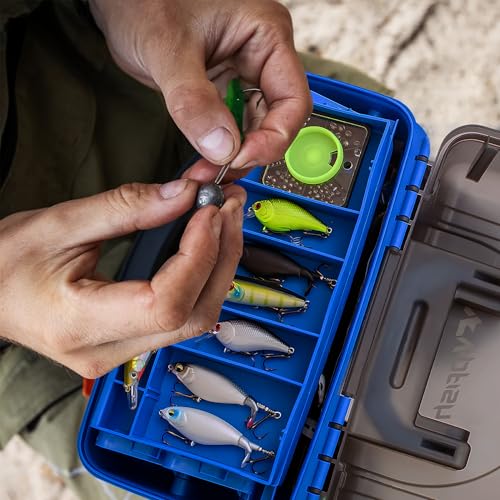Fishing Tackle Box with Tackle Included Lures, Hooks, Weights, 3-Layer Freshwater Fishing Tackle Kit for Bass Fishing Gear and Equipment, Gift for Fishingman gift choice for Fathers Day - color: Blue