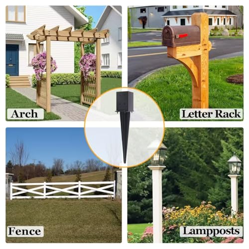 1 Pcs 22-inch 4"x4" Fence Post Anchor Ground Spike(Internal 3.6"x3.6") | Metal Post Stake Ground With Black Powder-Coated|Fence Stakes Post Base For Deck|Fence|Porch|Railing|Mailbox - size: 1, style: 4"x 4"