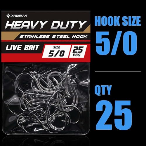 3X-Strong-Octopus-Hooks-Saltwater-Fishing-Circle-Hooks- Stainless Big Game Size 1-13/0 - size: 5/0 Pack of 25