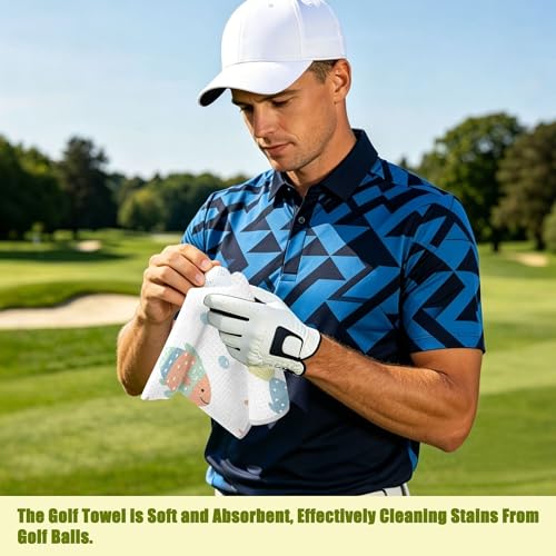 Fish 2 Pack Waffle Pattern Golf Towels, 17.7"x17.7" Square Golf Towel with Carabiner Clip and Magnetic Snap for Cleaning Golf Ball, Club