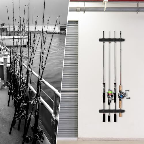 Fishing Rod Holder Wall Mount, EVA Foam Rod Stands for Fishing Rods, Vertical/Horizontal Storage Rack, 4 Rod Capacity for Family Wall Garage Storage - size: 4 rods