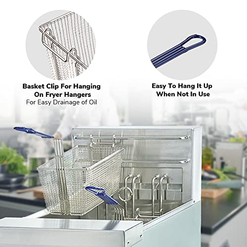 2PCS Deep Fryer Basket With Non-Slip Handle Heavy Duty Nickel Plated Iron Construction 13 1/4" x 6 1/2" x 6" Commercial Use
