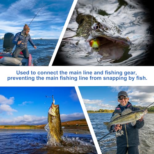 PATIKIL Fishing Wire Leader Line Steel Heavy Saltwater Fishing Leader Line High Strength with Rolling Swivel and Snap - color: Blue