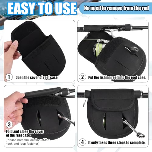 6 Pcs Spinning Reel Covers and Fishing Rod Sleeve Fit 2000-3000 Series Baitcaster Reel Protective Case Pouch Bag Rod Sock for Casting Trolling Spinning Rods Fishing Gear Storage Protection