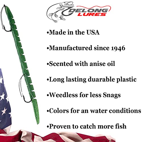 Delong Lures Fishing Lures, Made in America, Pre-Rigged Weedless Bass Lures for Fishing, Segemented Soft Platisc Fishing Bait, Fishing Worm Lure, Fishing Tackle Kit - color: Watermelon