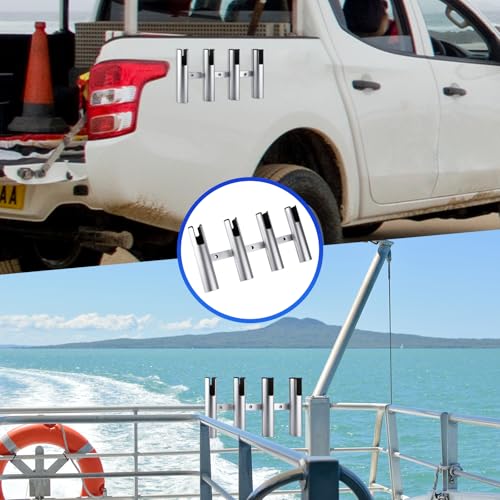 NovelBee 4 Tube Fishing Rod Holder for Boat,Aluminium Rod Rack with Screws | 4 Tube Rod Holder for Boat;Aluminium Fishing Rod Rack;Wall-Mounted Rod Pole Holder with Screws - color: Silver & Black