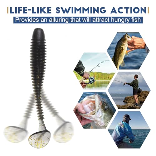 MAFIMOEA50/40/30Pcs Paddle Tail Swim Baits Lures Fishing Soft Plastic Lure Kit for Bass Trout Walleye Crappie 5.5cm 6.5cm 7.5cm - color: White, size: 6.5cm/2.55in-40pcs