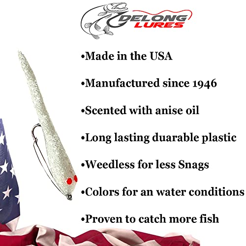 DELONG LURES 3" Weedless Tadpole Fishing Lures for Bass, Crappie, Bluegill, Perch, and Trout, Slow Sinking Life Like Fishing Baits Scented Pre Rigged Fishing Gear - color: Minnow Silver