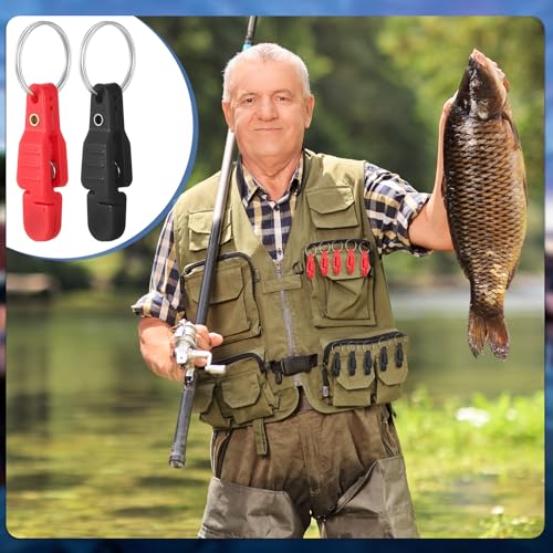 Honoson 20 Pieces Heavy Tension Snap Release Clips Padded Trolling Clips with Key Ring for Weight Planer Board Offshore Kites Downrigger Fishing - color: Black, Red