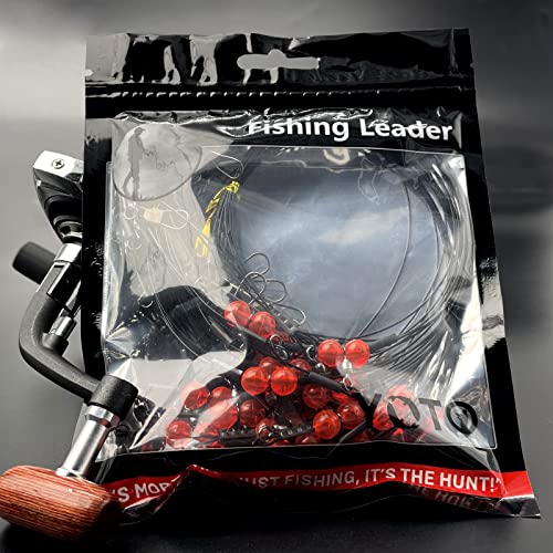 YOTO Fishing Leaders,Stainless Steel Tackle Rig with Tackle Lure Swivels Snaps, Saltwater rig Wire Leader Fishing Leader Wire Bottom rigs for Saltwater - color: Black Fishing Leaders, style: 2arm-12pcs