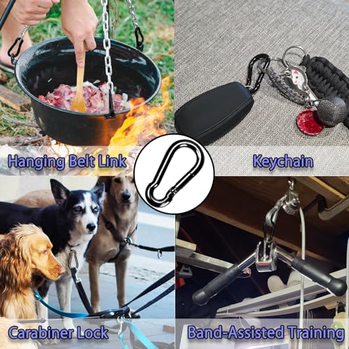 Carabiner Clips Black Twours Spring Snap Hooks Small Carabiners Heavy Duty Galvanized Steel Quick Links for Rust-Resistant Keychain Clips Outdoor Hiking Camping Hammock Fishing 1.56" 1.97" 2.36" 3.15" - size: 3.15inch(M8)--16pcs