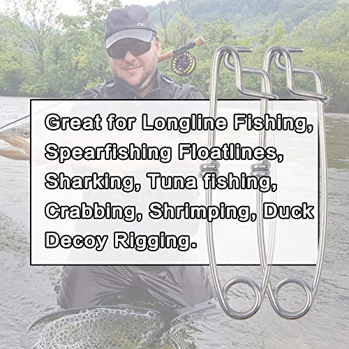 AGOOL Fishing Snaps Tuna Clips, 8 pcs Longline Clips Stainless Steel High Strength Branch Hanger Snap Floatline Fishing Clips Fishing Float Decoy - size: 4 inch