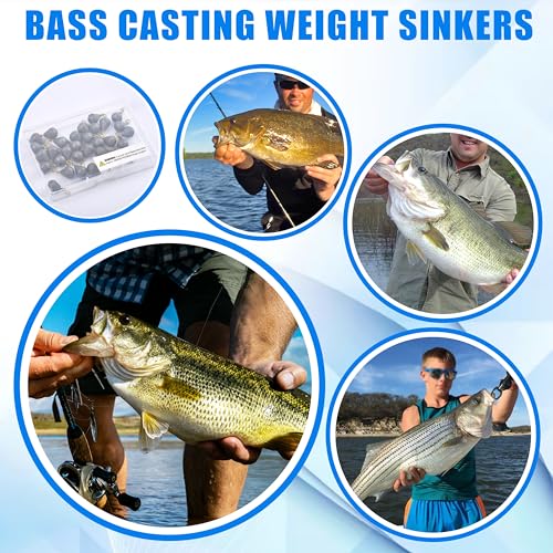 Fishing Weights Sinkers,15/30pcs Bass Casting Weights Bell Sinkers Fishing Weights Drop Shot Catfish Sinkers with Brass Swivel for Saltwater Freshwater - size: 3/16oz-30pcs