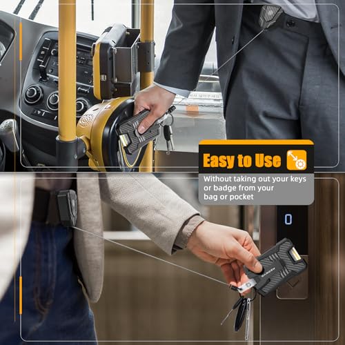 Oaridey Retractable Badge Holder with Belt Clip, Heavy Duty Retractable Keychain with Tactical ID Card Holder (Holds 6 Cards) - 31.5” Retractable Badge Reel Key Chain - style: Badge Holder with Belt Clip