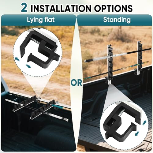 GADFISH Fishing Rod Holder for Truck Bed, Hold 6 Fishing Rods At Once, Adjustable Fishing Rod Holder Fits Most Fishing Rods, 2 Mounting Options