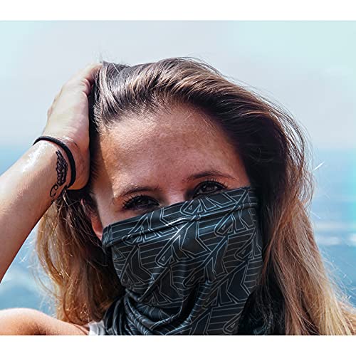 KastKing Sol Armis Neck Gaiter - UPF 50 Face Mask - UV Sun Protection Mask for Men & Women, Fishing, Hiking - color: D: Black Repeating Logo (Size: 19"x9.5"), size: One Size