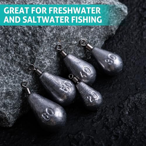 Goture Tungsten Teardrop Drop Shot Weights, 1/32 oz x 10, Ideal for Saltwater, Freshwater, Bass Fishing - size: 1oz - 10pcs