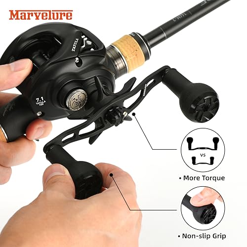 Non-Slip Power Handle 3.94'' (100 mm) Compatible for Shimano SLX Tranx, Daiwa Tatula Zillion, Abu Garcia Revo, 13 Fishing Baitcasting Reels - color: Black Gold TPE, size: 7x4 mm