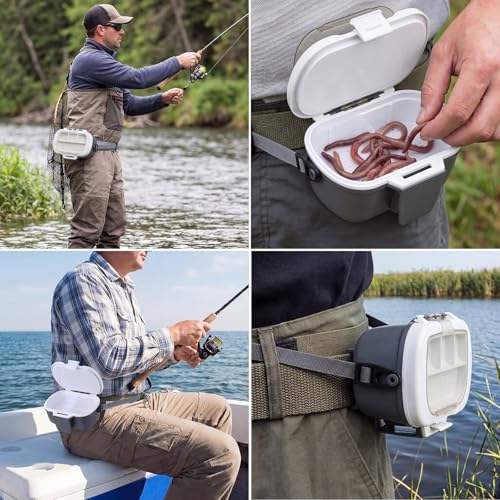Insulated Live Bait Holder Waist Mounted Dual Layer Fishing Bait Bucket Container with Lid and Lock Portable Plastic Lure Worm Storage Tackle Box, Keeps Baits Fresh and Alive - style: Classic Style