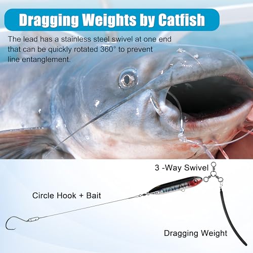 Dragging Weights for Catfishing Tolling Drifting No Snag Sinkers Slip Stick Drag Weights Bottom Search Snagless Catfish Sinker Fishing Weights Catfishing Tackle Gear - color: Blue-5pcs, size: 2OZ
