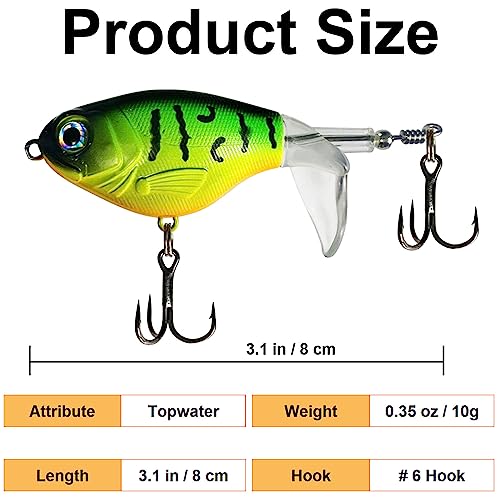 3 Pcs Topwater Fishing Lures, Whopper Popper Fishing Lures Pencil Plopper Floating Lures for Bass
