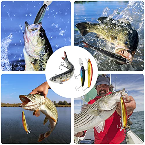 Fishing Lures Tackle Box Bass Kit, Including Animated Lure,Crankbaits,Spinnerbaits,Soft Plastic Worms, Topwater Lures,Hooks,Saltwater & Freshwater Fishing Gear for Bass,Trout, Salmon. - color: 92pcs Fishing Tackle Box