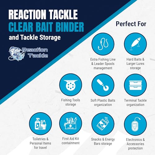 Reaction Tackle Deluxe Bait Binder, Water Resistant Soft Bait Storage System for Soft Plastics and Rigs with Zippered Sleeves, Clear Bag - size: Clear Bag