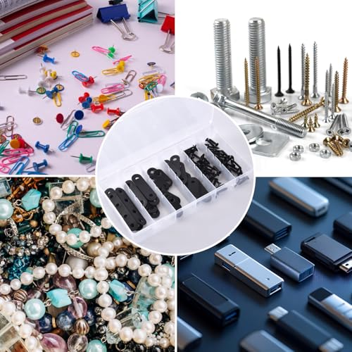 2 Pack Clear Plastic Organizer Box with 6 Grids for Beads, Crafts, Art DIY, Jewelry, Screws, Pins, Fishing Gear, Small Items(No dividers)