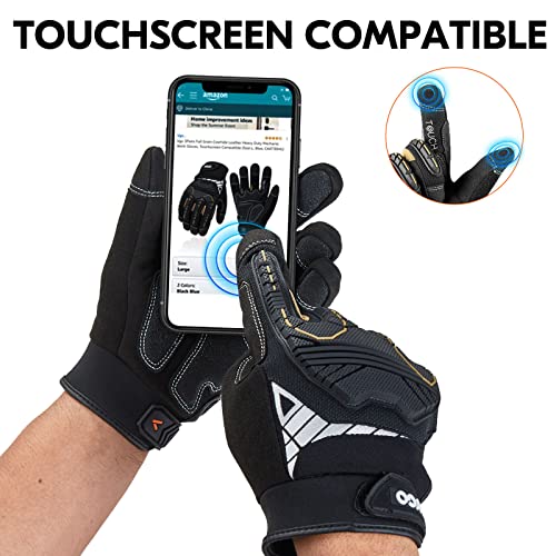 Vgo... 1-Pair Heavy Duty Synthetic Leather Work Gloves, Impact Protection Mechanic Gloves, Rigger Gloves, Vibration Reduction, Touchscreen Capable (Size S, Black, SL8849) - color: Black-regular, size: Small (1 Pair)