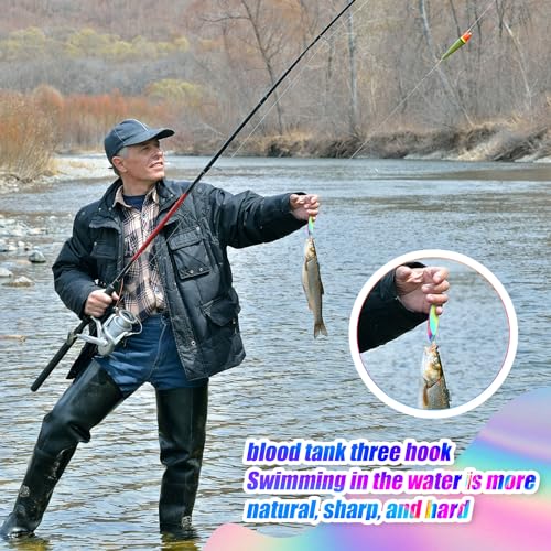 HESTYA Fishing Lures Spoons Saltwater Treble Trout Lures Hard Metal Spinner Baits 5 Sizes Casting Spoon Hooks for Salmon Bass in 1/5 1/4 3/8 1/2 3/4 oz - color: Holographic
