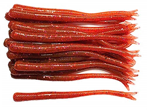 20 Pcs 4-1/2" Drop Shot Finesse Worms (Scent, Float), Soft Plastic Worms, Bass Fishing Worms - color: 4.5" Crazy Night Crawler