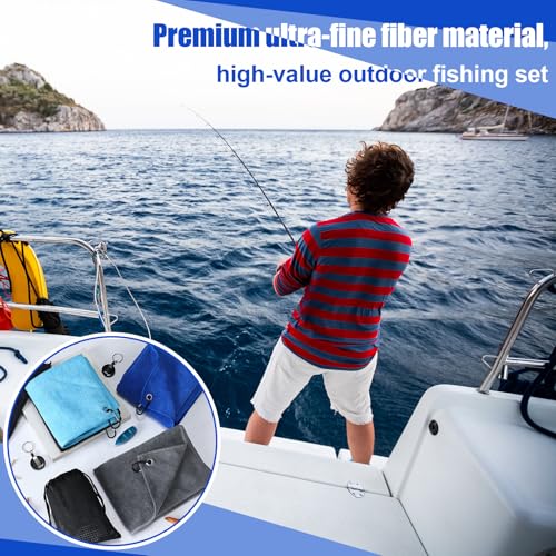 8 Pack Microfiber Fishing Towels with Clips and Retractable Buckles 16 x 24'' Absorbent Fishing Bait Towels with Storage Bag for Fly Kayaking Hiking Boating Kayaking Camping Hiking