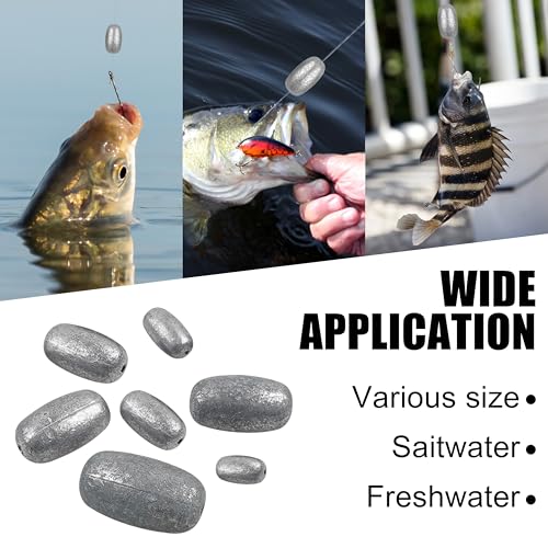 Egg Sinkers Fishing Weights Oval Shaped Fishing Weights Sinker Sliding Sinkers for Fishing Line Bass Casting Sinker Worm Weight Catfish Weights Fishing Sinkers for Saltwater Freshwater Fishing - size: 1/8 oz_20pcs