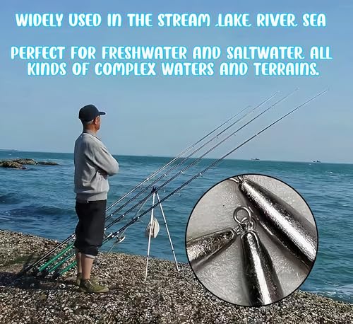 10PCS Fishing Weights Torpedo Sinkers Inline Trolling Sinkers Weights Kit Fishing Sinkers Catfishing Sinkers Saltwater Fishing Torpedo Weights Double Ring Sinkers - 1oz(30g) - size: 1.76oz(50g)-8 Pack
