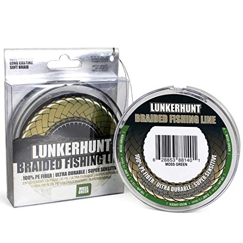 LUNKERHUNT Premium Braided Fishing Line, Innovative 8 Strand 00% PE Fibre (15 Lbs, 150 Yards) Super Soft, Ultra Durable, Super Sensitive Long Casting | PRO Performance for Saltwater or Freshwater