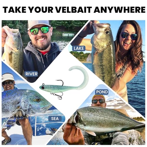 Pre-Rigged Soft Fishing Lures, Easy Catch Swimbaits for Bass Trout | Paddle & Curly Tail, Swim Baits for More Bites, Freshwater & Saltwater Fishing Bait, Crappie Walleye Pike Lures, Value Pack - color: B-2.5"-0.19oz