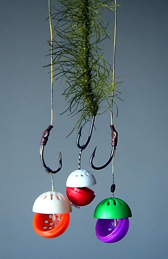 Karpela Bait Matrix Shell (Set of 4) – Protective Shell for Soft Bait & Liver – Turtle & Crawfish Resistant – Carp & Catfish Rig - color: Brown, size: Long Slot