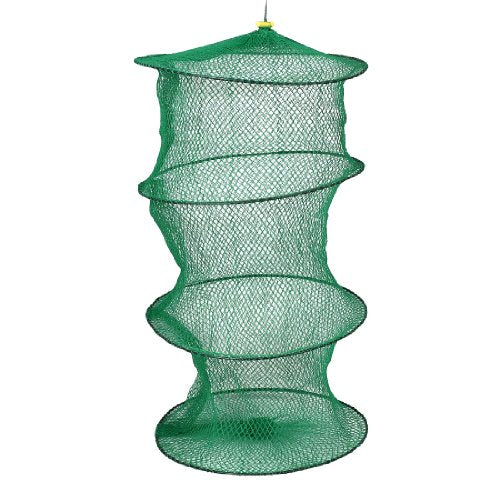 Ruilogod Collapsible 3 Sections Lobster Drawstring Closure Fishing Keep Net