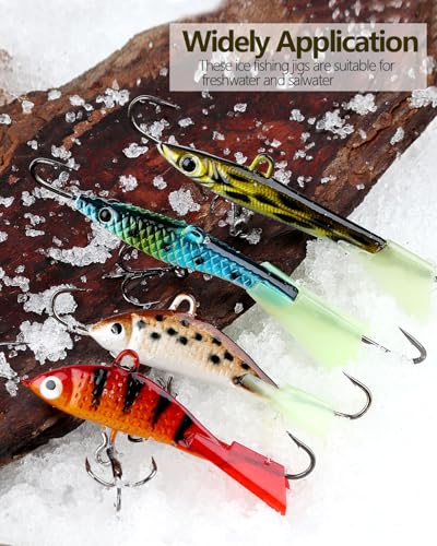 THKFISH Ice Fishing Lures Ice Fishing Jigs Ice Fishing Gear Hard Fishing Lures and Jigs Walleye Ice Fishing Kit Crappie Panfish Pike Jigs,14/26/40PCS - color: C-14PCS