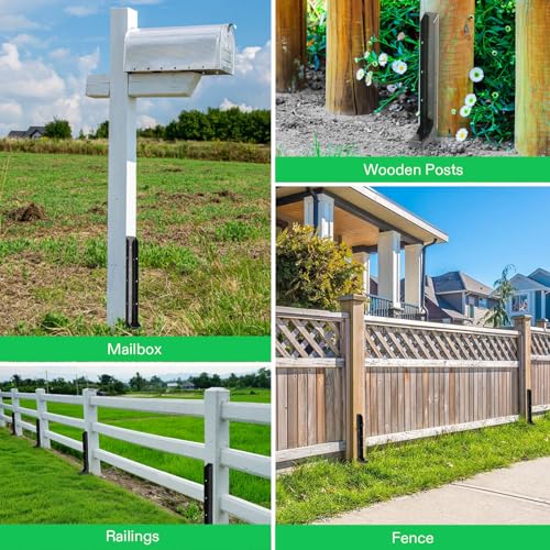 VIVOSUN 8 Pack Fence Post Repair Kit | Heavy-Duty Ground Spike with Gloves for Repairing Tilted or Broken Wood Posts