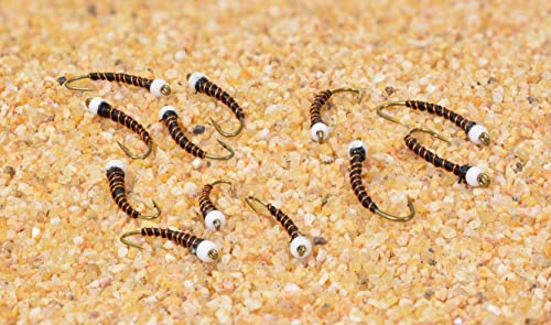 Ice Cream Cone White Glass Bead Midge Fly - Mustad Signature Hooks - 12 Flies - style: Hook #18