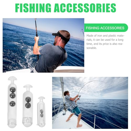 GANAZONO 60pcs Fishing Weights and Rattle Beads Kit, Iron Sinkers Assorted Small Medium Large Sizes for Bass and Freshwater Tackle, Outdoor Fishing Terminal Gear Accessory