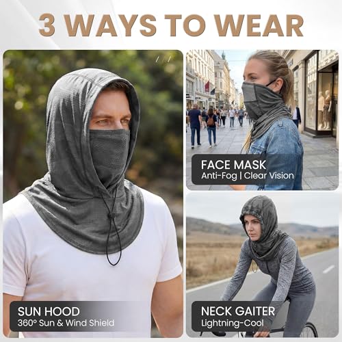 YANIKY Summer Cooling Balaclava with Breathable Holes, Sun UV Protection Face Mask for Running, Cycling, Fishing, Men & Women - color: Black & Dark Gray Camo Set