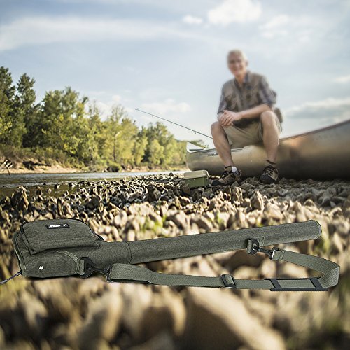 Lixada Fly Fishing Rod Case,Portable Fishing Tackle Bag,Canvas Fishing Pole Storage Bag Fly Rods Reels Durable Carry Case - color: Fly Fishing Bag Only
